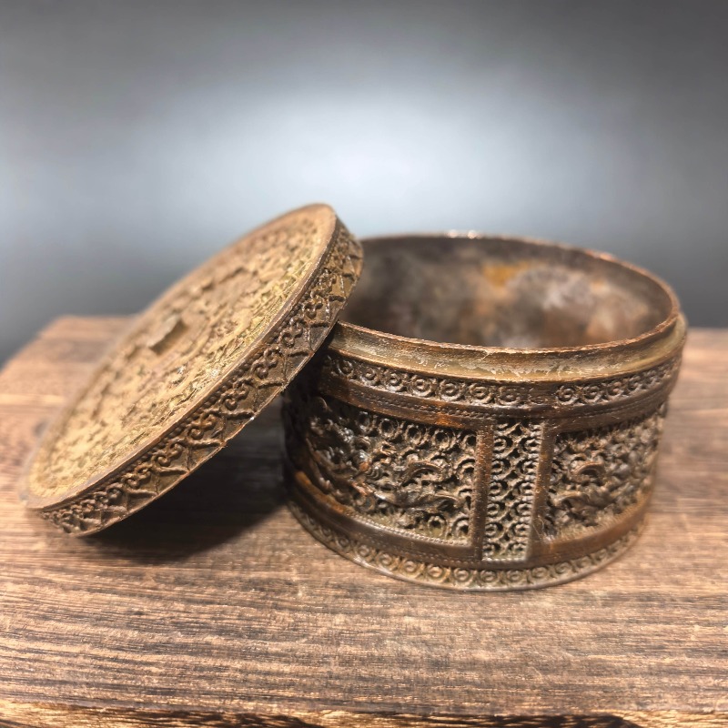 Vintage Collectible Jewelry - Chinese retro gegraveerde metalen sieradendoos, vintage