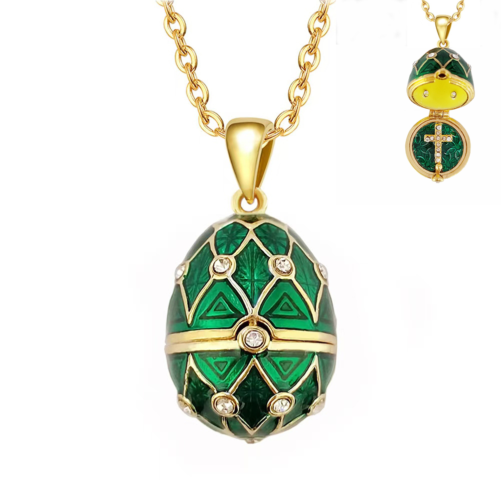 Vintage Collectible Jewelry - Emaille Faberge Paasei Hanger Ketting Sieraden