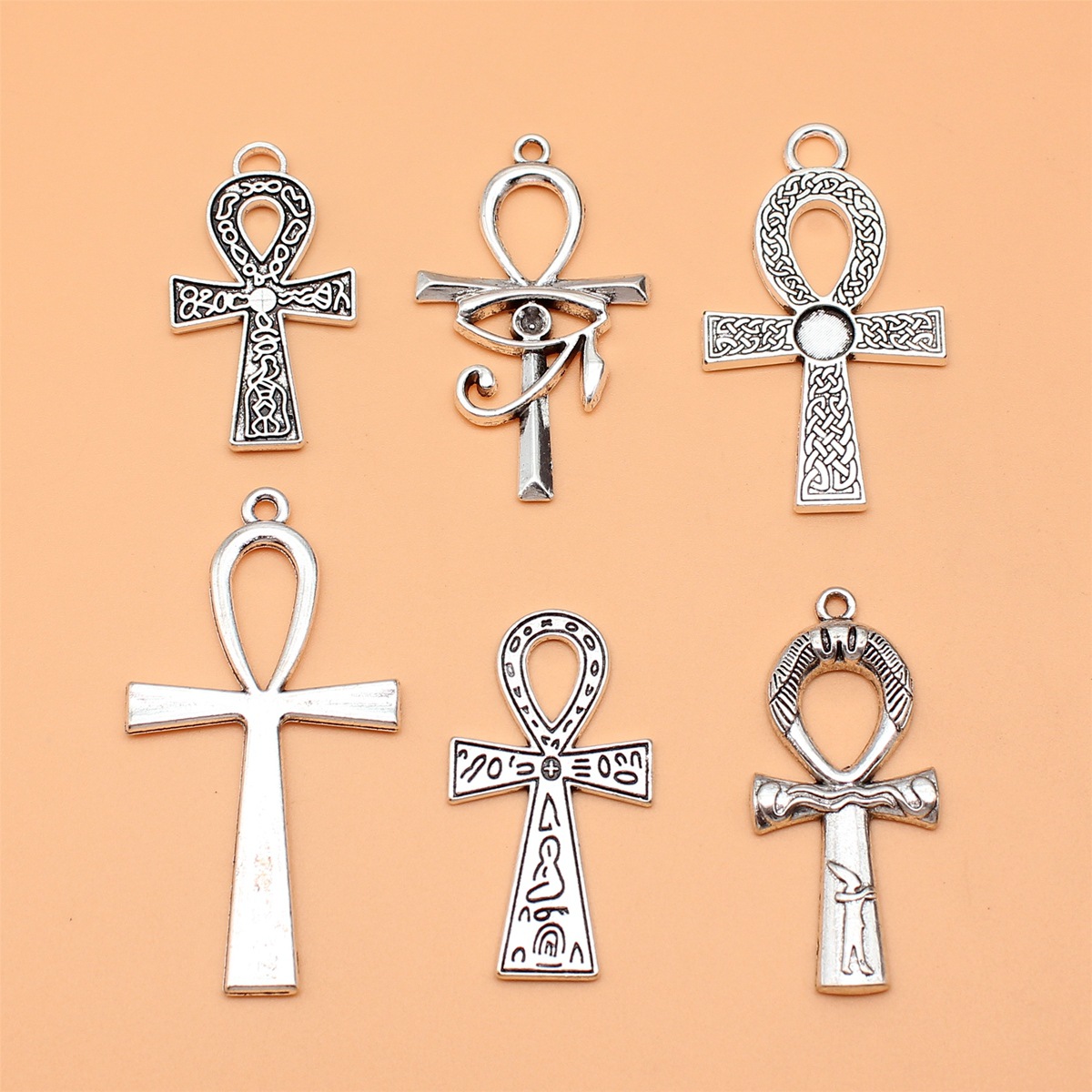 Vintage Collectible Jewelry - 6 stks Antiek Zilver Kleur Sleutel