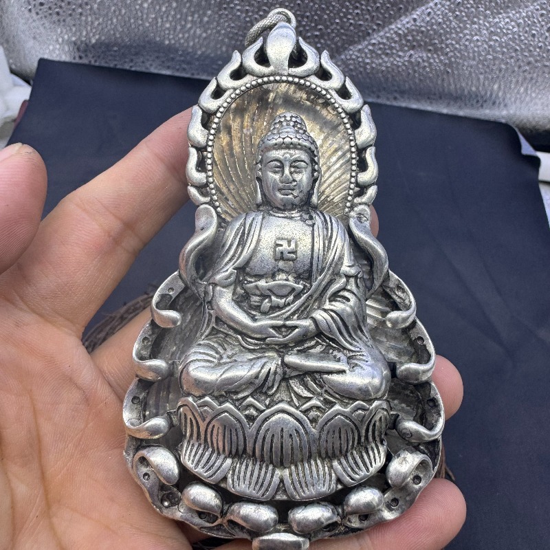 Vintage Collectible Jewelry - Antieke imitatie Qianlong Guanyin Boeddha hanger