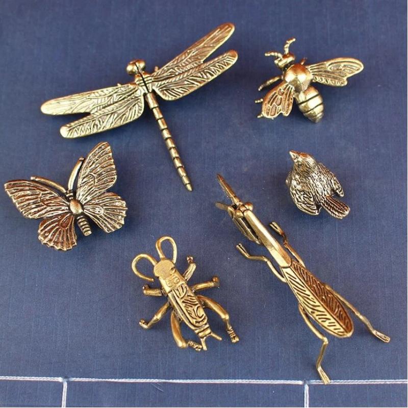 Vintage Fairy Figurines Collectible - Messing Mini Insectenfiguurtjes Vintage Antieke Afwerking